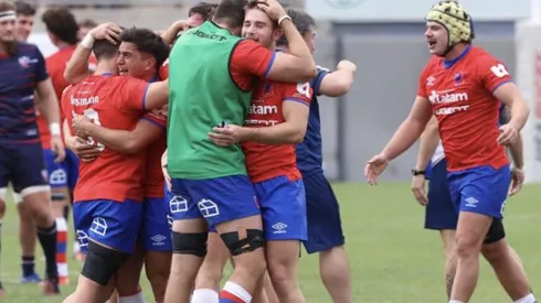 Los rugbistas chilenos tras vencer a EEUU