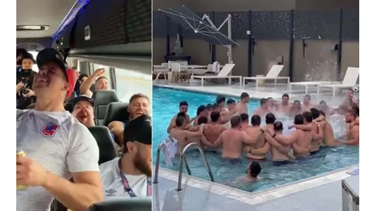 Los rugbistas chilenos celebran tras la clasificación al Mundial