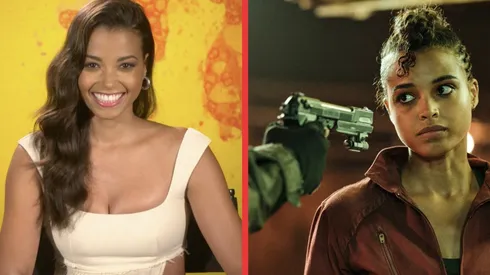 Ella Balinska en conversación con RedGol y en una escena de Resident Evil.