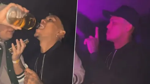 El futbolista bebió durante varios segundos directo de la botella.