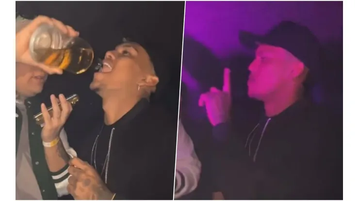 El futbolista bebió durante varios segundos directo de la botella.