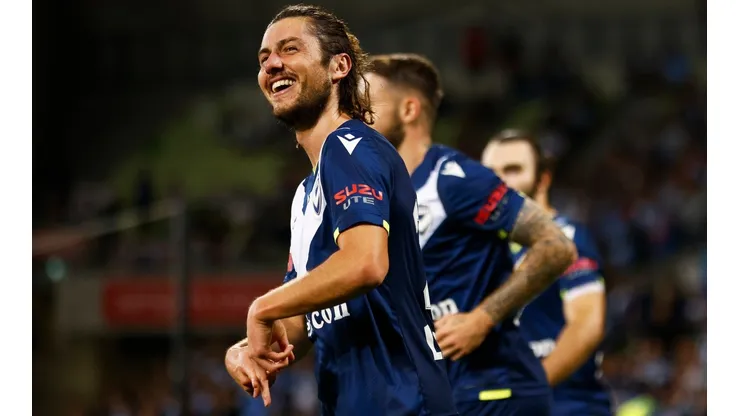 Marco Rojas festeja uno de los seis goles que consiguió entre abril y mayo de este año con el Melbourne Victory.