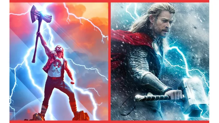 El Dios del Trueno con Stormbreaker en Thor: Love & Thunder y con Mjolnir en The Dark World.