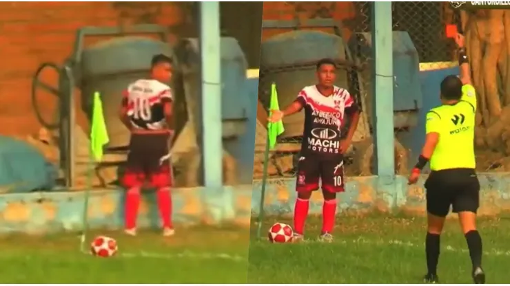 El jugador vio la roja por orinar en la calle.