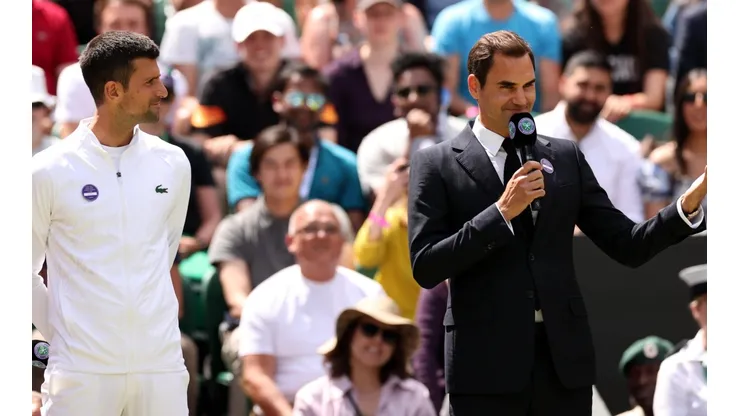 Roger Federer en la conmemoración de los 100 años de la cancha central