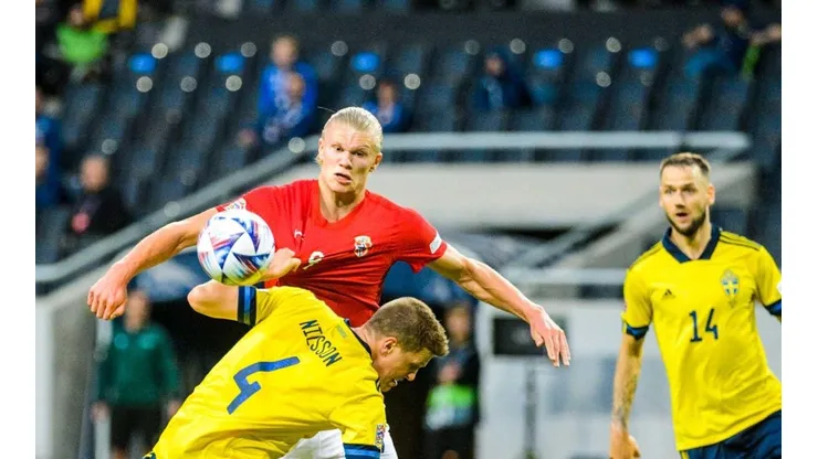 Erling Haaland en el duelo pasado frente a Suecia