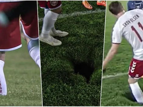 Aparece misterioso y polémico socavón en duelo de la Nations League
