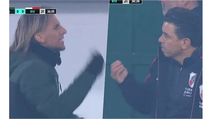 Sebastián Beccacece estalló al término del partido contra River y le mandó algunos recaditos al Muñeco Gallardo