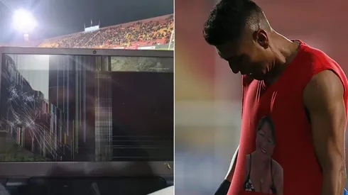 Paolo Hurtado se emocionó al festejar su primer gol en Unión Española, pero parece que demasiado: fue acusado de romper el notebook de un gráfico.