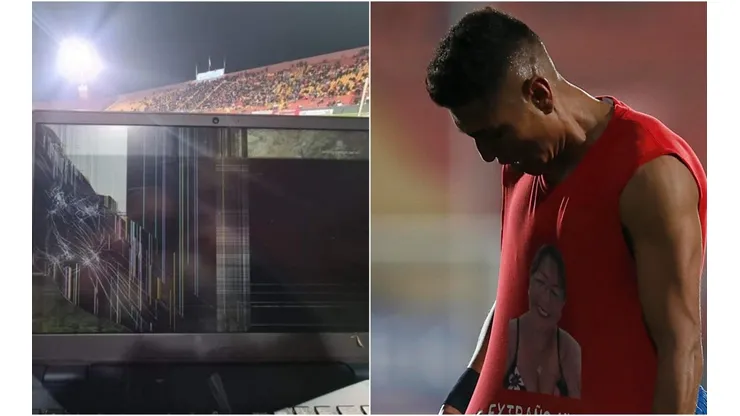 Paolo Hurtado se emocionó al festejar su primer gol en Unión Española, pero parece que demasiado: fue acusado de romper el notebook de un gráfico.