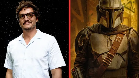 Pedro Pascal junto a su personaje Din Djarin, de The Mandalorian.