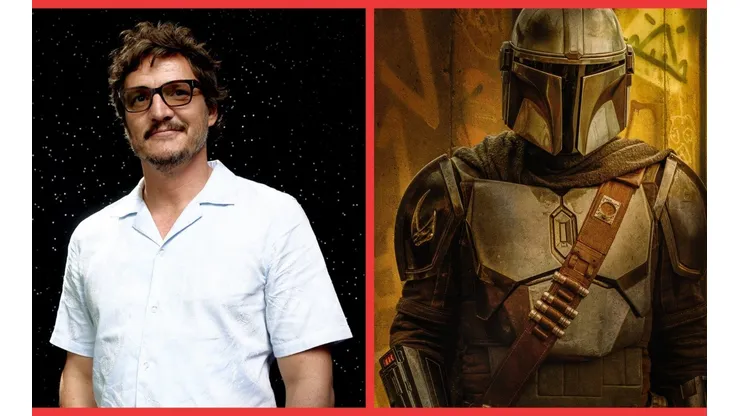 Pedro Pascal junto a su personaje Din Djarin, de The Mandalorian.