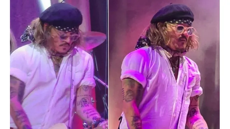 Johnny Depp sobre el escenario de Jeff Beck.