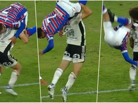 Maxi Falcón juega a la lucha libre con delantero de Fortaleza