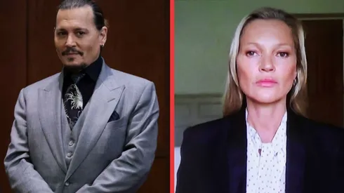 Johnny Depp en la corte y Kate Moss durante su testimonio, desde Gloucestershire, Reino Unido.