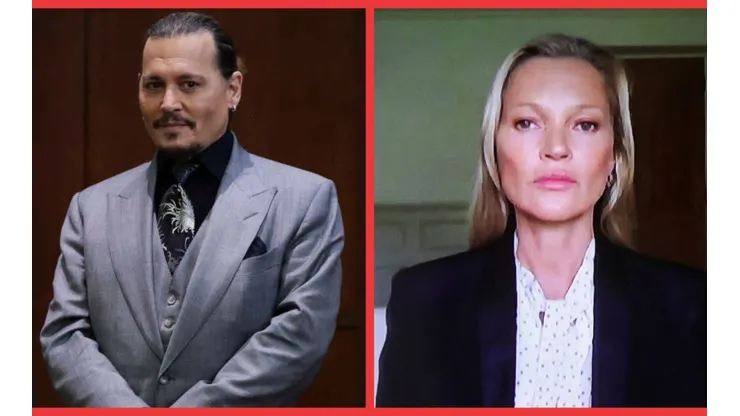 Johnny Depp en la corte y Kate Moss durante su testimonio, desde Gloucestershire, Reino Unido.