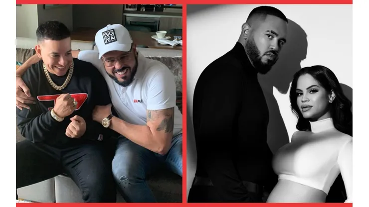 Raphy Pina junto a Daddy Yankee y también acompañado por su novia Natti Natasha.