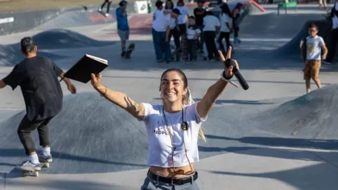 Cote Rojas en un taller de People Skate School