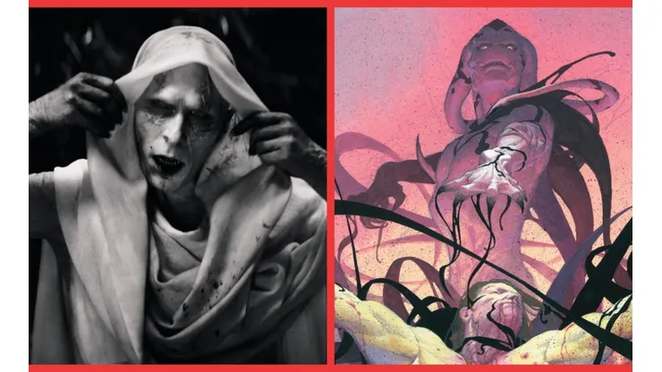 Dos versiones de Gorr El Carnicero de Dioses: la de Christian Bale en Thor: Love & Thunder y la original de los cómics de Marvel.