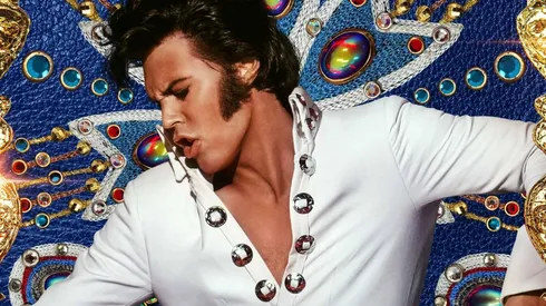 Austin Butler como el Rey del Rock 'n Roll en el afiche de Elvis.