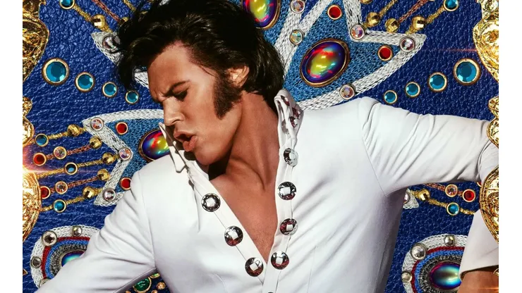 Austin Butler como el Rey del Rock 'n Roll en el afiche de Elvis.