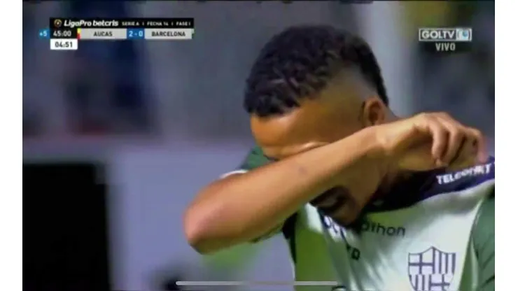 Byron Castillo salió llorando de la cancha en la derrota de Barcelona de Guayaquil ante Audax por la liga ecuatoriana