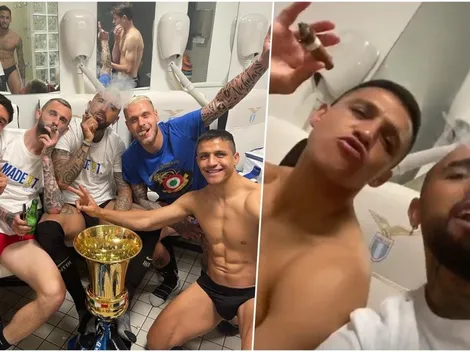 Festejo a lo Ancelotti: Vidal y Alexis campeones con un puro