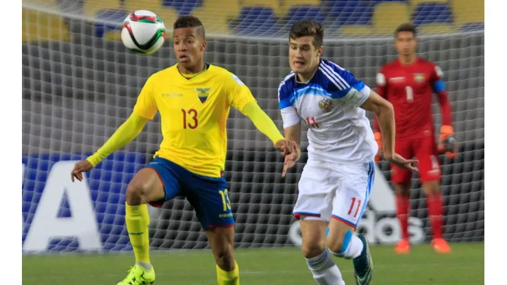 Byron Castillo jugando por Ecuador en la copa Mundial de la FIFA Chile Sub 17.