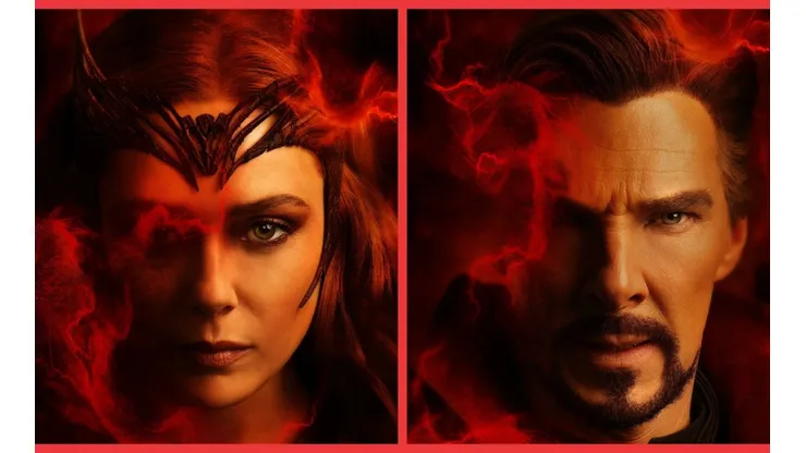 Elizabeth Olsen como Scarlet Witch y Benedict Cumberbatch como Stephen Strange, para Doctor Strange en el Multiverso de la Locura.