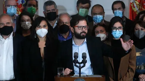 El Presidente Gabriel Boric emite unas palabras al término del consejo de gabinete ministerial.