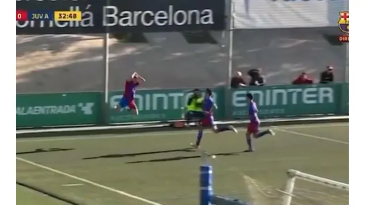 El juvenil Fermín López celebra a lo Cristiano Ronaldo