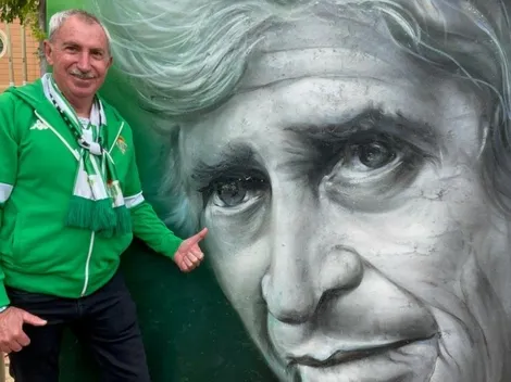 Pellegrini rockstar: pintan lienzo con su cara previo a la Copa del Rey