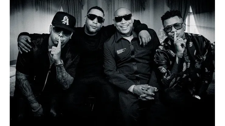Wisin, Don Omar y Gente de Zona en la reunión que tuvieron para crear el videoclip de Soy Yo.