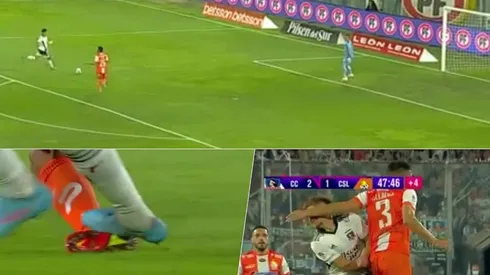 El Pibe estaba solo contra la portería de Cobresal. Antes, pisotón a Camargo y golpe a Gil