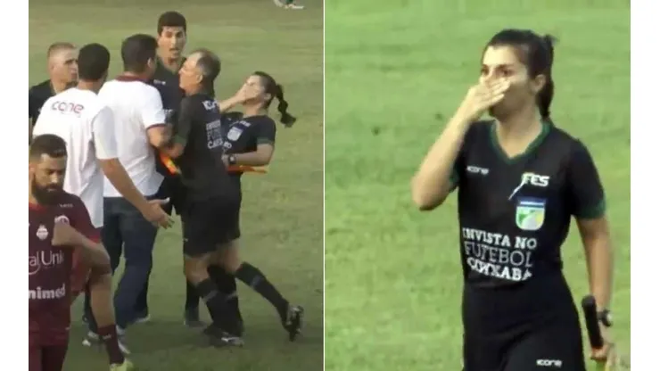 Marcielly Netto se toma la nariz tras ser agredida por un entrenador