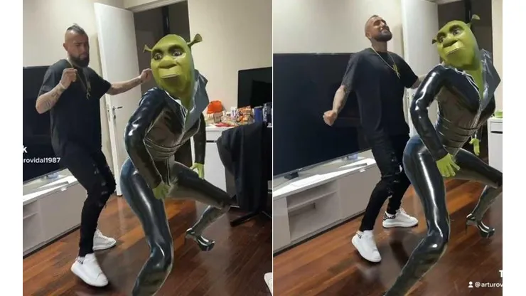 Arturo Vidal bailó junto a una figura animada