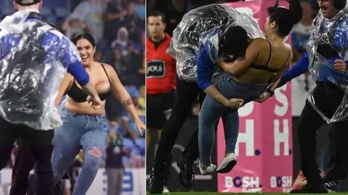 Tackle a mujer que invadió la cancha en Australia