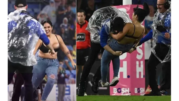 Tackle a mujer que invadió la cancha en Australia