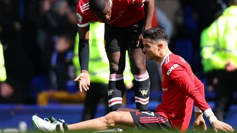 Cristiano Ronaldo terminó con la pierna más que golpeada frente al Everton