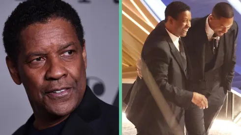 Denzel Washington acompañando a Will Smith tras la cachetada.