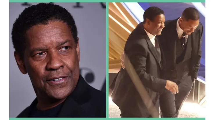 Denzel Washington acompañando a Will Smith tras la cachetada.