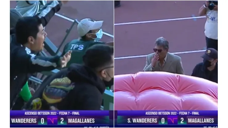 Jorge Garcés despidiéndose con un beso de los hinchas de Wanderers.