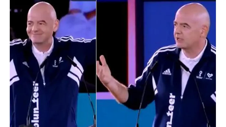 Infantino intenta animar al público durante conferencia en Doha