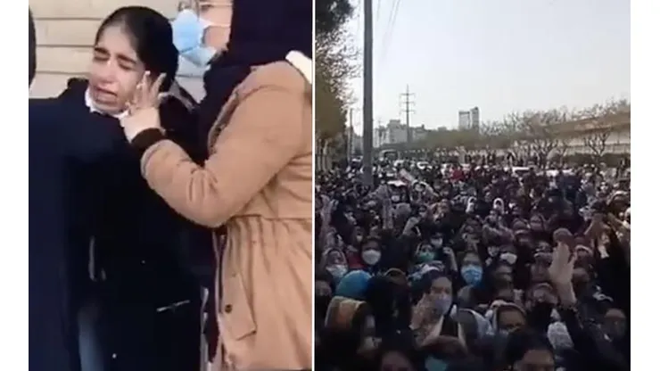 Mujeres iraníes sufren con el gas pimienta lanzado por la policía