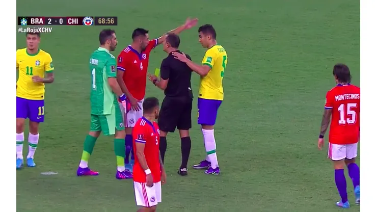 Bravo y Paulo Díaz con amarilla ante Brasil: no juegan ante Uruguay.