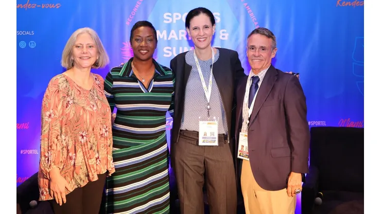 Anna Lockwood, Angela Suggs, Jose Sotolongo y Heidi Pellerano en Sportel en Miami.