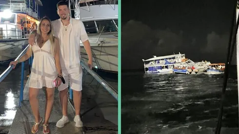 Nano Calderón y Rebeca Naranjo junto a una imagen del incidente.