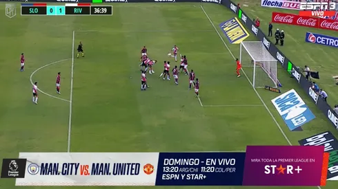 Un tremendo cabezazo de Paulo Díaz siginficó el primer gol de River.