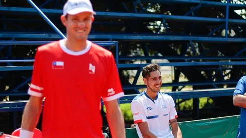 Jarry y Tabilo durante el entrenamiento del equipo chileno de Copa Davis