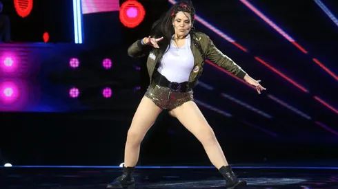 Ana María Muñoz, la Zapallito Italiano, en el escenario de Aquí se Baila.
